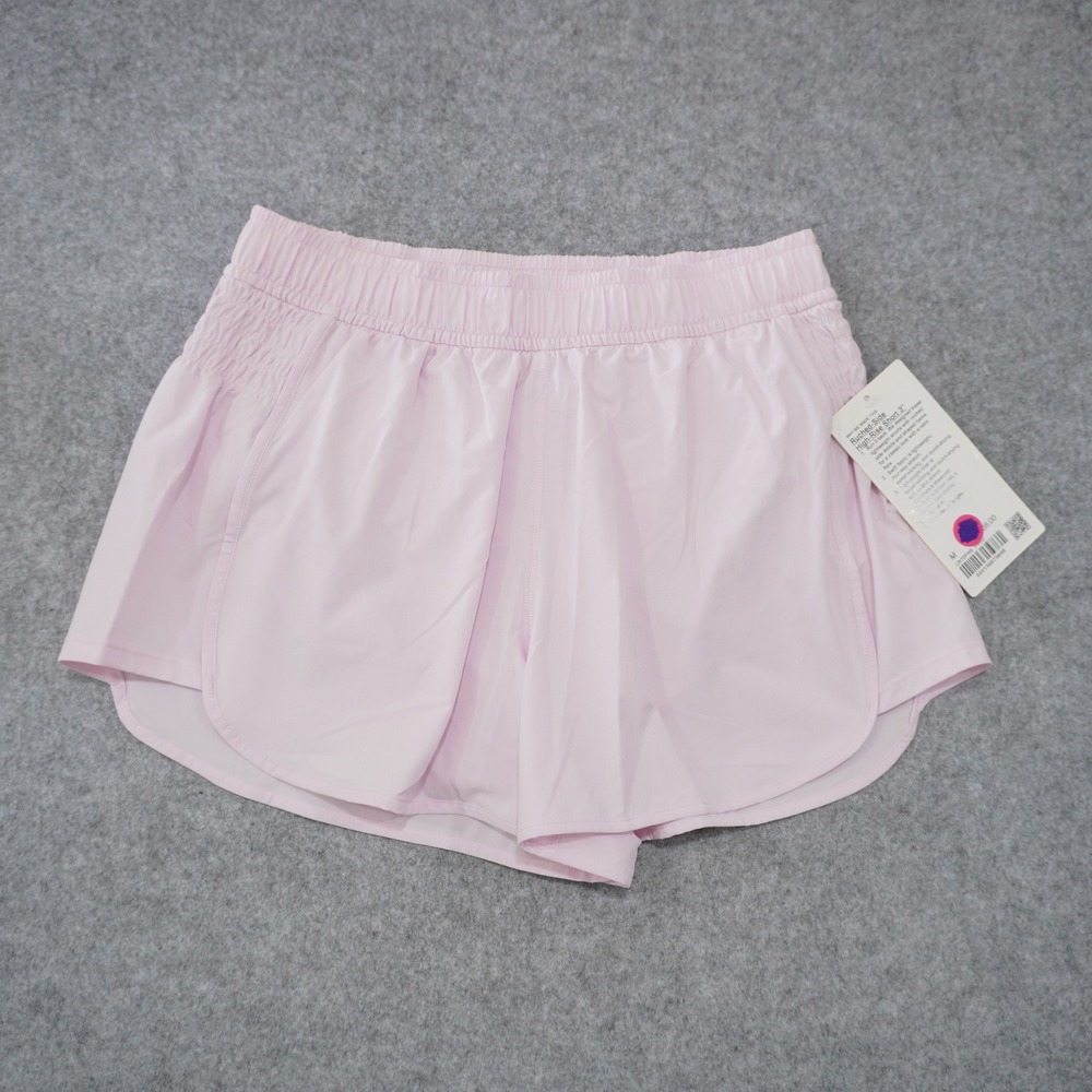 Lululemon Women's Size Medium High-Rise 3" Ruched-Side Short Pink Organza NWT
